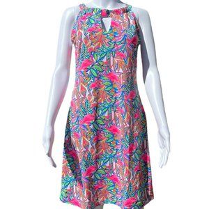 NWT LuLu-B Keyhole Sleeveless Dress with UPF50+ Flamingo